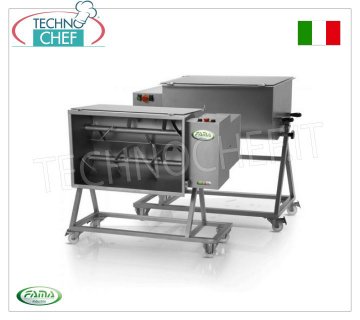 FAMA - Impastatrice carne inox con carrello, capacità vasca 30 Kg, pala inox, mod.FIC30MC