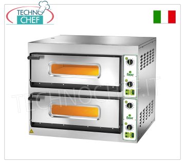 FIMAR - Forno pizza elettrico per 4+4 Pizze, 2 camere indpendente cm 66x66, Senza PIROMETRO, Comandi Meccanici, mod. FES4+4