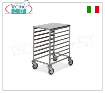 CARRELLO Portateglie Pizza-Pasticceria per 8 TEGLIE da cm.60x40 con PIANO Lavoro
