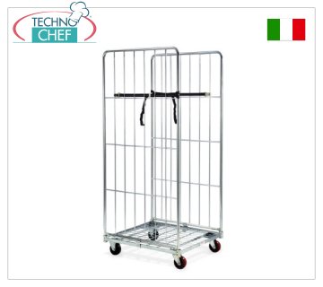Technochef - CARRELLO ''ROLL CONTAINER'' con PIANALE  BASSO e 2 SPONDE ALTE