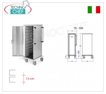 Carrello Armadiato Neutro per 15 teglie o griglie Gastro-Norm 1/1 - guide a C - Passo 7,5 cm