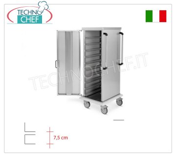 Carrello Armadiato Neutro per 15 teglie o griglie Gastro-Norm 2/1 - guide a C - Passo 7,5 cm