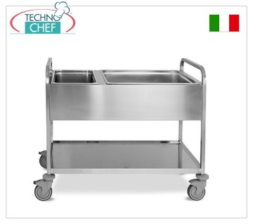 Carrello inox da sbarazzo per raccolta differenziata