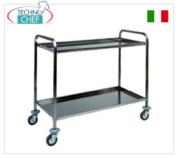 Carrelli di servizio INOX con 2 Piani piegati, Portata 80 Kg