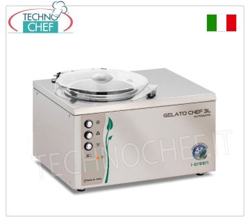 Mantecatore Semiprofessionale Inox, Serie Chef I-Green, Capacità 3 lt, mod.GELATOCHEF3LAUTOMATIC