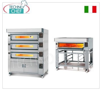 Forno pizza modulare elettrico, Linea EURO CLASSIC, camera per 12 pizze da cm 123x93 interamente in refrattario