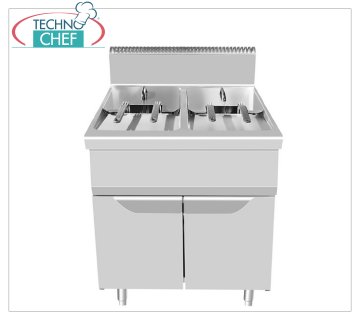 BERTOS - FRIGGITRICE a GAS su MOBILE, 2 VASChe da lt.21+21, Kw.17+17