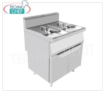 BERTOS - FRIGGITRICE a GAS su MOBILE, 2 VASCHE da lt.16+16, Kw.13+13