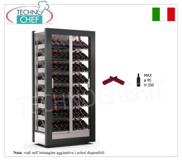 CANTINETTA-TECA per VINI capacità 112 bottiglie Inclinate, Statica-Ventilata, 3 Lati Vetro, dim.mm.874x568x1865h