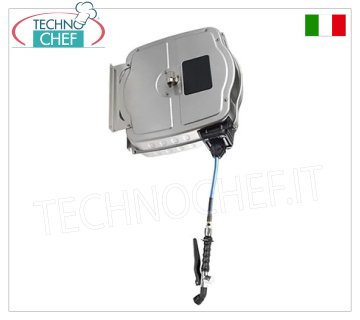 Gruppo di lavaggio carenato con avvolgitubo inox con doccia, tubo 20 mt