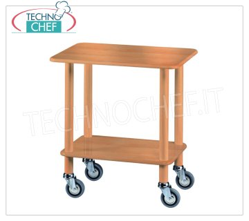 Carrello Gueridon con montanti in legno massello, 2 ripiani in legno nobilitato, dim.mm.700x500x780h