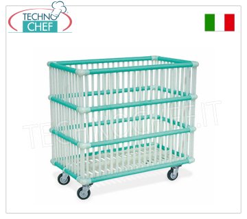 Carrelli portabiancheria in polipropilene con ruote, dim.mm.830x480x795h