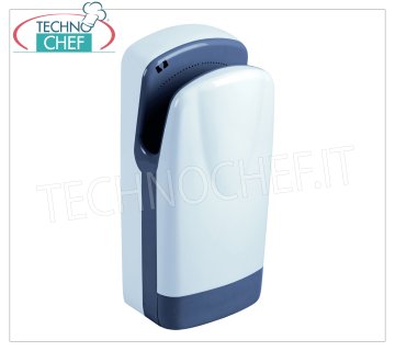 Asciugamani automatico a DOPPIA LAMA D'ARIA in ABS bianco, Tempo di asciugatura 10-12 sec