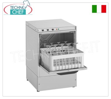 TECHNOCHEF - Lavabicchieri Elettromeccanica, cesto quadro 400x400 mm, altezza utile lavaggio max 290 mm