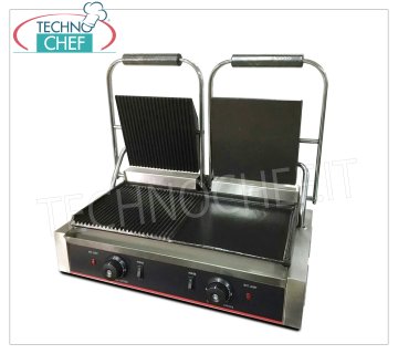 PIASTRA COTTURA DOPPIA in GHISA, 2 PIANI SUPERIORI LISCIO/RIGATO e PIANO INFERIORE LISCIO/RIGATO