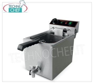 Friggitrice Elettrica da banco con Rubinetto, 1 Vasca da lt.8