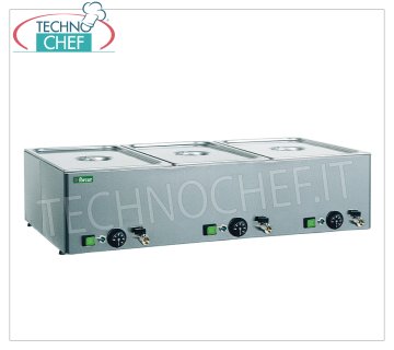 FORCAR - BAGNOMARIA ELETTRICO da TAVOLO con RUBINETTO di SCARICO, Capacità 3xGN 1/1