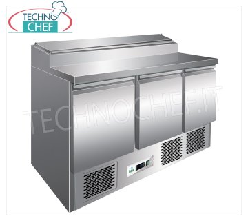 FORCAR -  Saladette Refrigerata 3 Porte, predisposta per 8 Bacinelle GN 1/6, Temp.+2°/+8°C