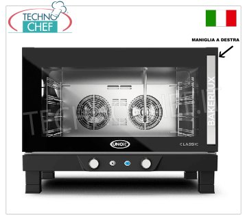 UNOX - Forno Convezione elettrico per 4 Teglie da mm.600x400 - MANIGLIA a DESTRA - dim.mm.800x752x595h