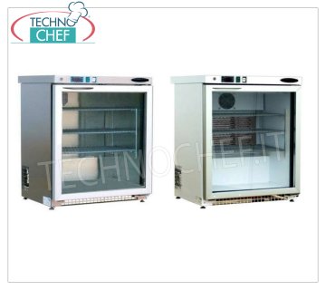 TECHNOCHEF - Armadio Congelatore-Freezer 1 porta vetro, lt.140, temperatura -15°/-25°C Armadio Congelatore-Freezer 1 porta vetro, mobile esterno bianco, ventilato, temp.-15°-25°, capacità lt.140, Gas R290, V.230/1, Peso 50 Kg, dim.mm.630x567x850h