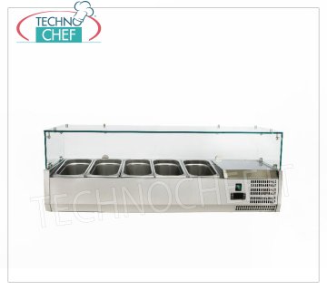 Vetrina Portaingredienti Pizza, Refrigerata, Lunga cm 120, per 5 bacinelle GN 1/4,