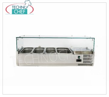 Vetrina  Ingredienti Pizza, Refrigerata, Lunga cm 120, per 3 bacinelle GN 1/3 + 1 bacinella GN 1/2,