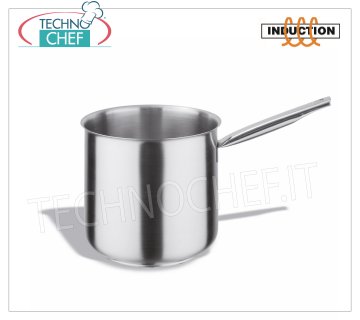 Technochef - Casseruola bagnomaria inox, 1 manico, Professionale per Induzione Casseruola bagnomaria inox, capacità litri 3, adatta anche per Piastre ad Induzione, diam.cm.16 x 16h