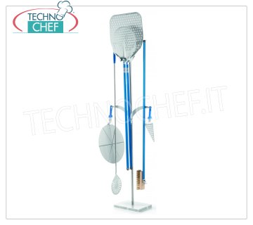 GI.METAL - Porta pala, palettino e spazzola con base in marmo - 6 posti, Mod.131337 Portapale autoportante con base in marmo, capacità 2 pale con manico fino a 150 cm in varie misure di testa e 2 supporti per palettino e spazzola, dim.cm.25x57x183h