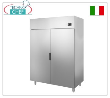 Technochef - Armadio Frigo 2 Porte, Professionale, Inox, lt.1400, Temp.-2°/+8°C, Ventilato, Classe C