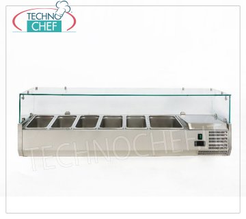 Vetrina Ingredienti Pizza, Refrigerata, Lunga cm 150, per 5 bacinelle GN 1/3 + 1 bacinella GN 1/2