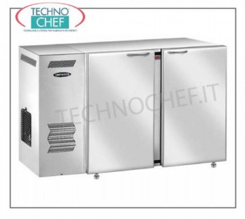 Banco frigo bar 2 porte, Ventilato, in Acciao Inox Banco Frigo per Bar, 2 porte cieche in acciaio Inox, ventilato, temp.+2°+8°, V 230/1, kw 3,81, dim. mm 1240x540x850h.