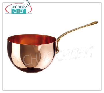 Technochef - Casseruola per zabaione in RAME Stagnato internamente, 1 manico Casseruola per zabaione in RAME 1 manico, interno Stagnato, Serie 15400, diametro 160 mm