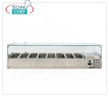 Vetrina Portaingredienti Pizza, Refrigerata, Lunga cm 180, per 8 bacinelle Gastro-Norm 1/3