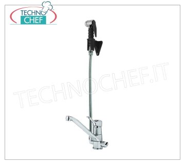 Rubinetto miscelatore monoforo con Canna e Doccia con tubo Flex da 100 cm