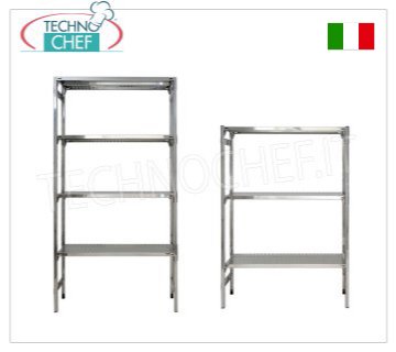 Scaffali Componibili Inox 304, Ripiani Asolati, Montaggio a Gancio/Incastro 