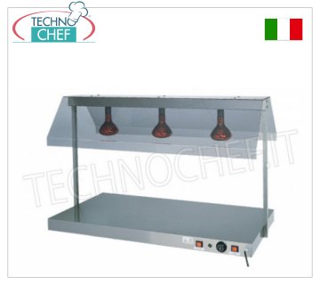Piano Caldo Inox con Lampade Riscaldanti Infrarosso e Deflettori Laterali in Policarbonato,