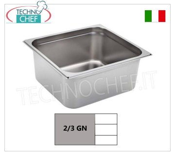 Bacinelle Gastronorm GN 2/3 in acciaio inox, dim.mm 353x325