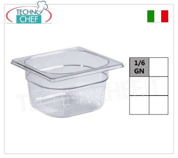 Bacinelle  Gastronorm GN 1/6 in policarbonato, dim.mm.176x162
