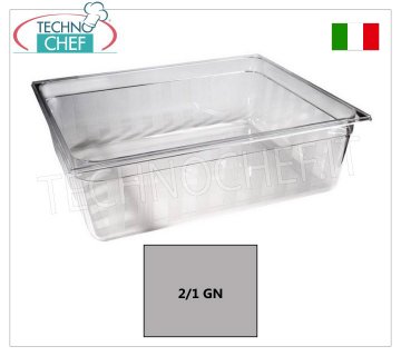 Bacinella Gastronorm GN 2/1 in policarbonato, dim.mm.650x530x200h