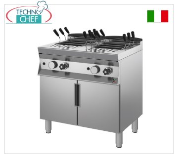 TECHNOCHEF - CUOCIPASTA a GAS su MOBILE, linea 900, 2 VASCHE INDIPENDENTI da lt.40+40
