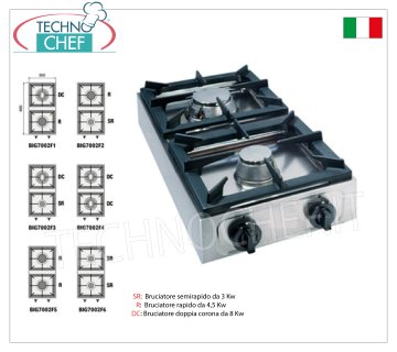 fornello gas professionale da tavolo, 2 fuochi