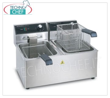 Friggitrice Elettrica da banco, 2 Vasche da lt.8+8