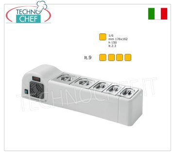 Vetrina refrigerata da banco con 4 Bacinelle GN 1/6 in Acciaio Inox, lunga mm 990x245
