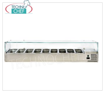 Vetrina Portaingredienti Pizza, Refrigerata, Lunga cm 200, per 9 bacinelle GN 1/3