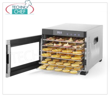 Technochef - ESSICCATOIO PROFESSIONALE per FRUTTA e VERDURA con 6 VASSOI INOX, Mod.229033
