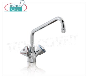 Rubinetto monoforo con canna di erogazione alta Rubinetto miscelatore monoforo da banco serie Styl, con manopole triangolari e canna girevole diametro 20 mm, lunga 250 mm, alta 120 mm