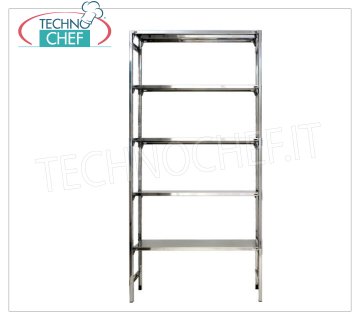 Scaffali Componibili Inox, Ripiani Lisci, Montaggio a Gancio - Moduli H 250 con varie Profondità. 
