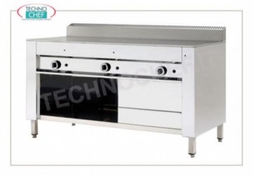 Cuocipiadina a Gas con PIASTRA al CROMO SATINATO, versione su Vano a Giorno Cuocipiadina a gas, versione con vano a giorno, piastra al cromo satinato da 600x600 per 4 piadine, potenza termica kw 6,7, dim. esterne mm 650x730x960h