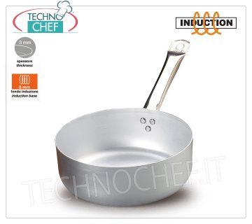 Technochef - CASSERUOLA BASSA 1 manico in Alluminio Bianco per INDUZIONE CASSERUOLA BASSA con 1 manico in ALLUMINIO PURO Spessore 3 mm, con FONDO per INDUZIONE 8 mm, diametro 200 mm, diametro induzione 145 mm, altezza 70 mm, capacità lt.2,5.