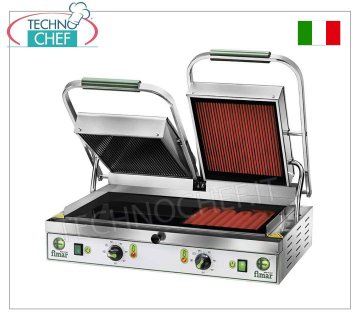 PIASTRA-FryTop in Vetroceramica, DOPPIA, LISCIA e RIGATA, mod.PV55LR2340MT